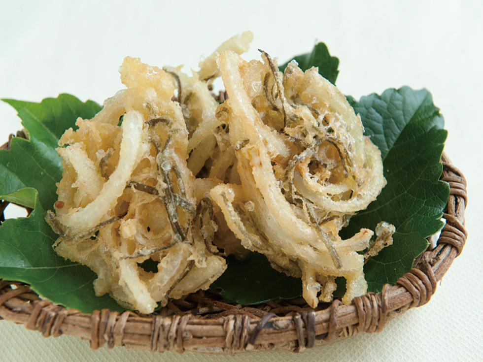 タマネギとコンブのかき揚げ