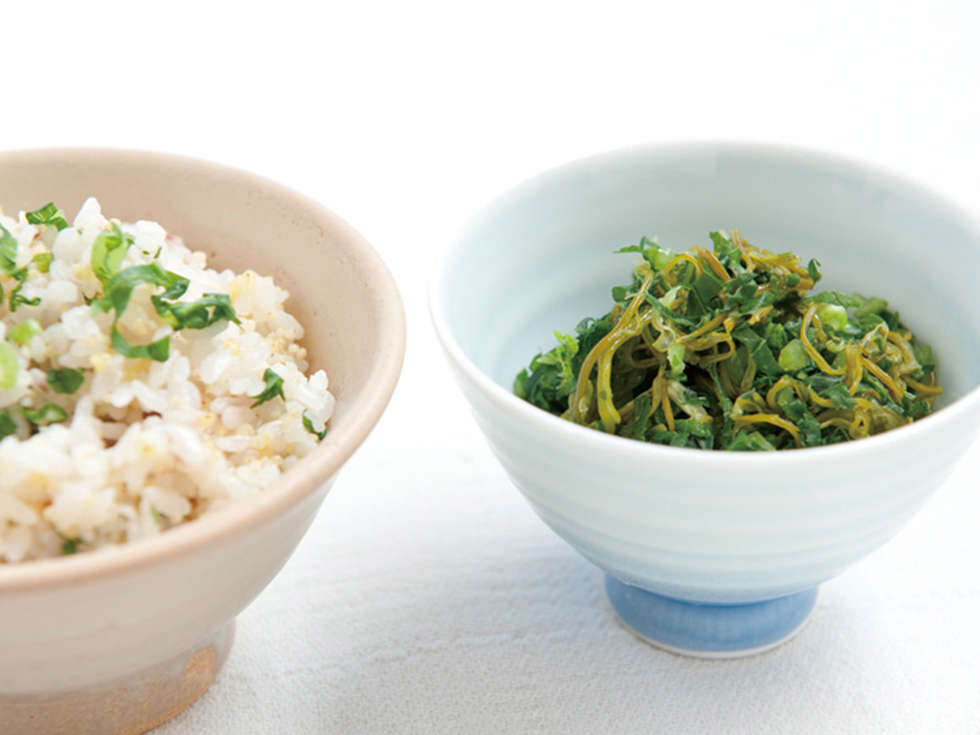 塩もみダイコン葉の菜飯