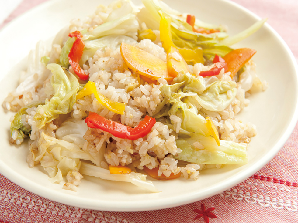 ミックス蒸し野菜のチャーハン