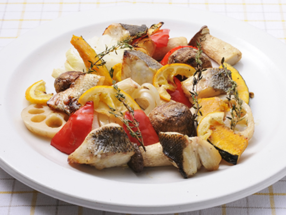 野菜と魚の塩麹オーブン焼き 海水100 天日と平釜 日本の伝統海塩 海の精 うみのせい